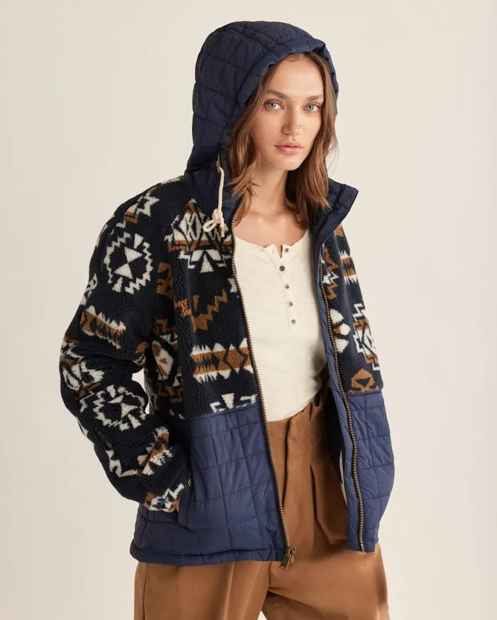 Women TANSY FLEECE HOODED JACKET Midnight Highland Ridge Pendleton Jackets and Coats Women TANSY FLEECE HOODED JACKET Midnight Highland Ridge Pendleton Jackets and Coats