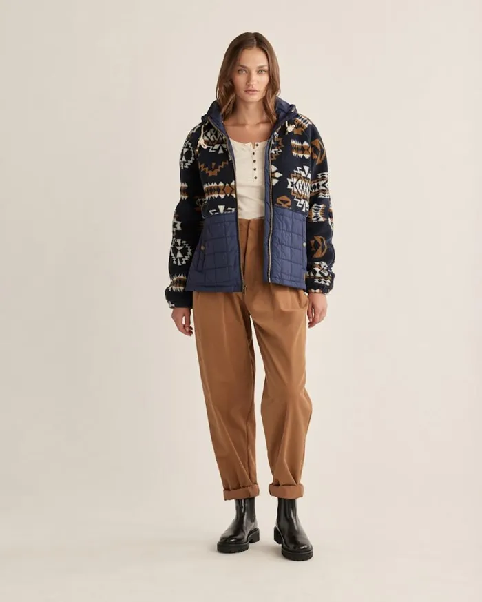 Women TANSY FLEECE HOODED JACKET Midnight Highland Ridge Pendleton Jackets and Coats