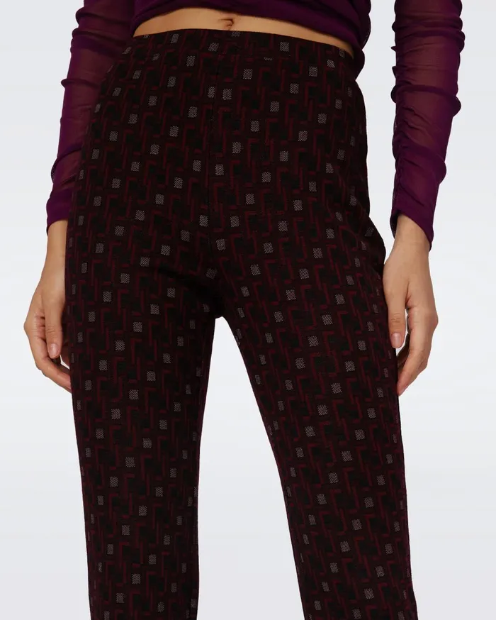 Women Tavolara Jacquard Pants Tiny Vinyl Links Plum DVF Pants and Shorts