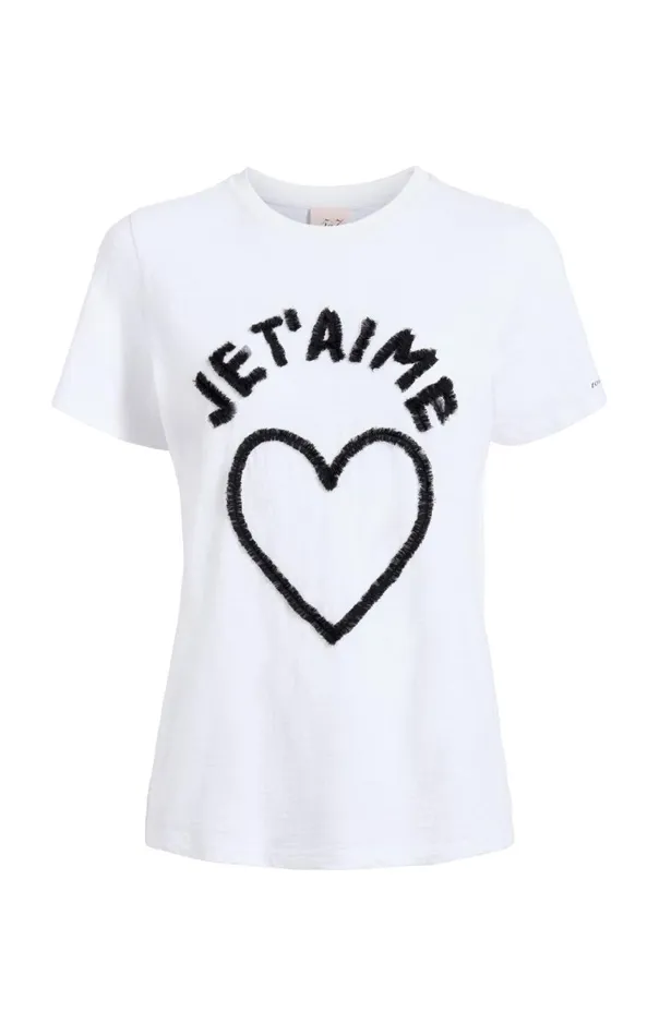 Women Textured Je T039aime Tee Whiteblack Cinq Sept Tees
