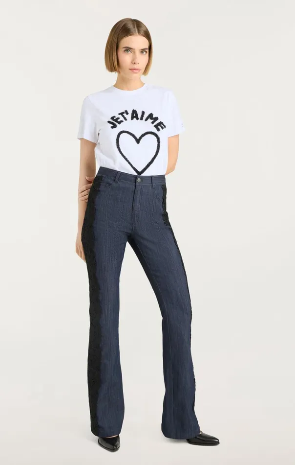 Women Textured Je T039aime Tee Whiteblack Cinq Sept Tees