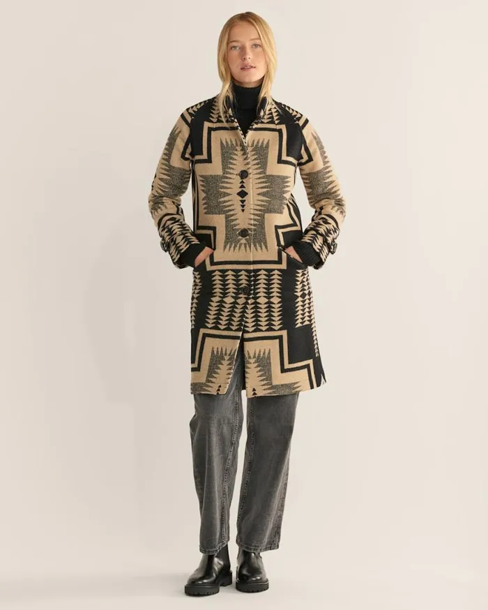 Women TIMBERLINE WOOL COAT Blacktan Harding Pendleton Jackets and Coats