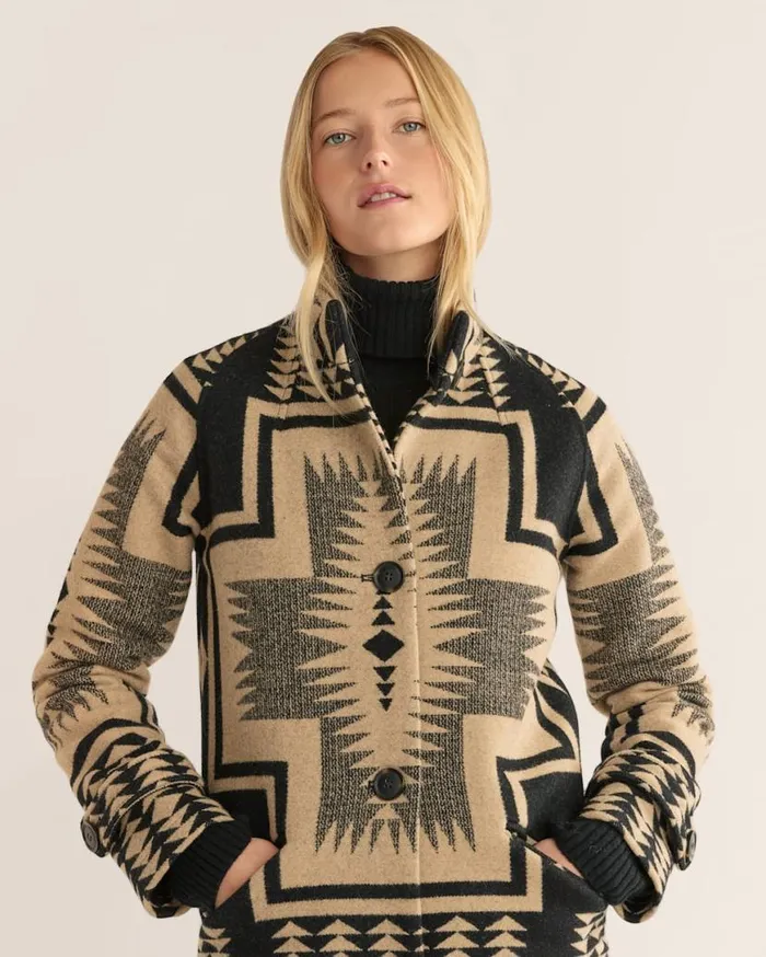 Women TIMBERLINE WOOL COAT Blacktan Harding Pendleton Jackets and Coats