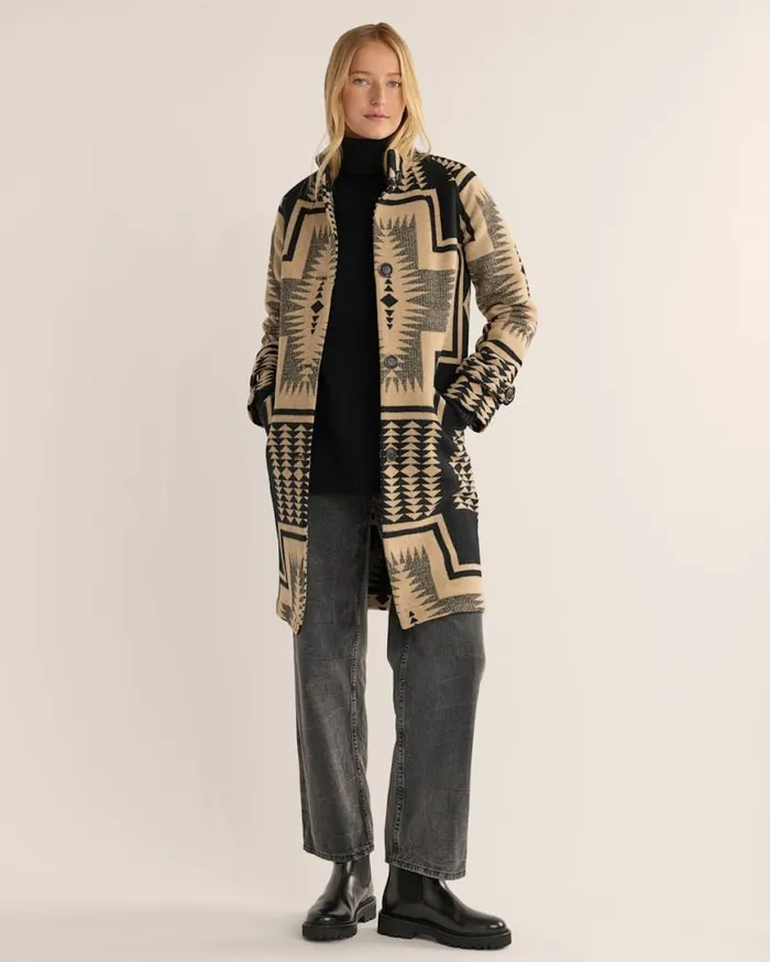 Women TIMBERLINE WOOL COAT Blacktan Harding Pendleton Jackets and Coats