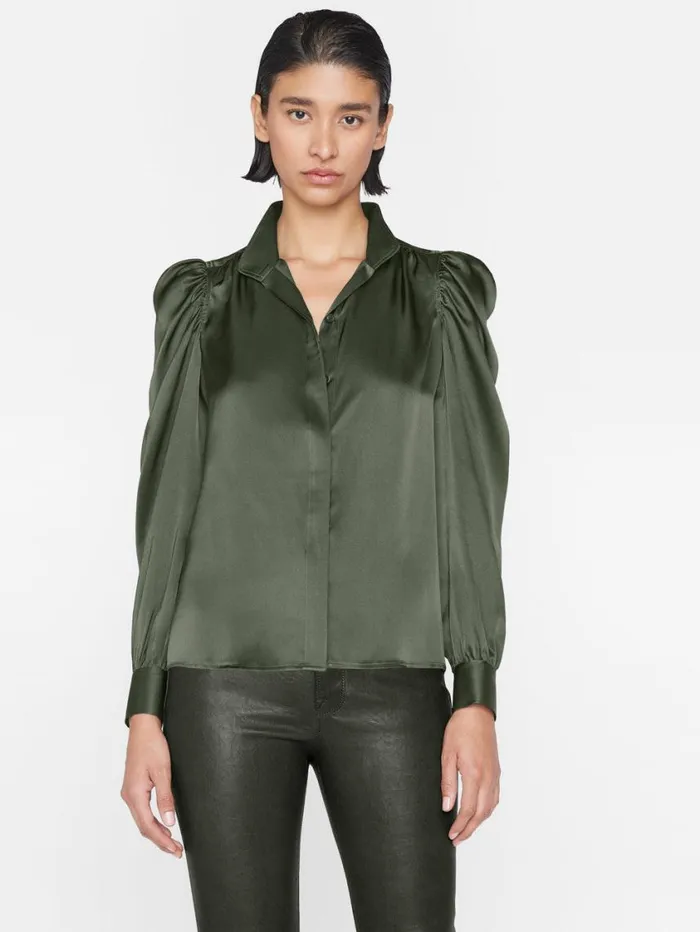 Women Tops and Blouses FRAME Gillian Long Sleeve Top 8212 Surplus