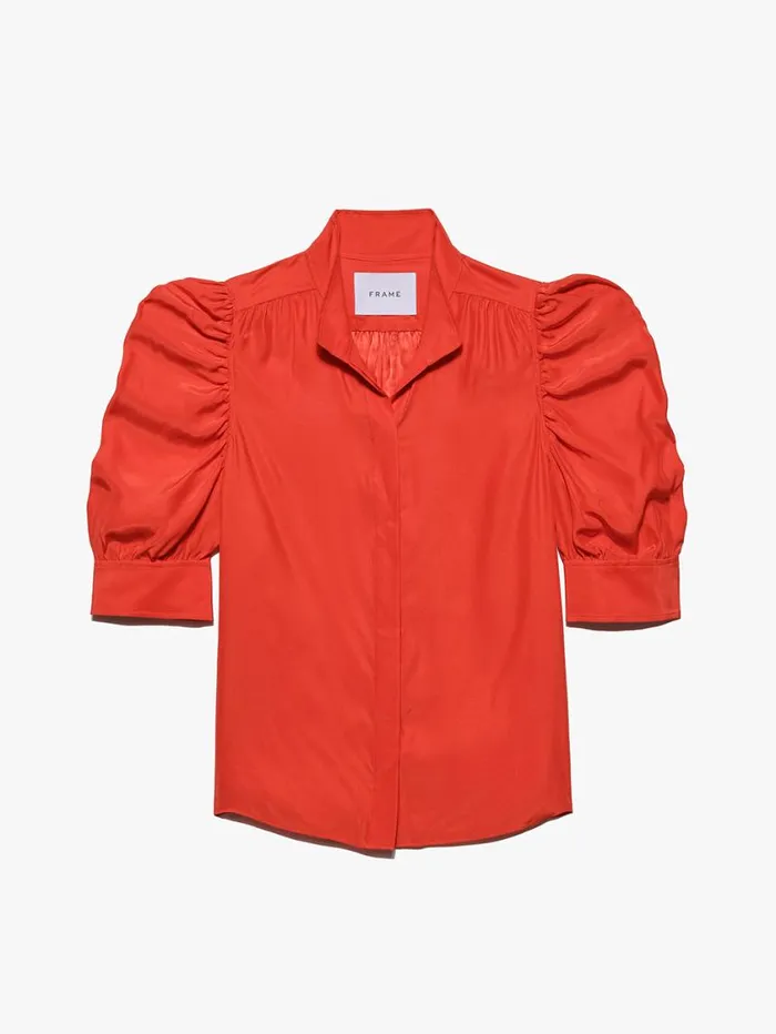 Women Tops and Blouses FRAME Gillian Top 8212 Red Orange