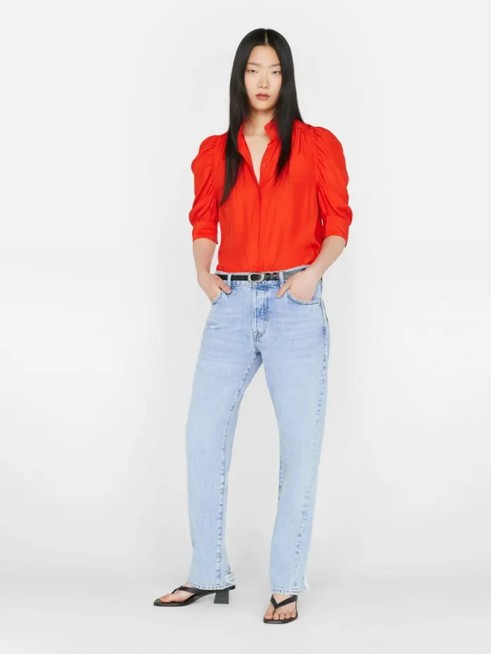Women Tops and Blouses FRAME Gillian Top 8212 Red Orange