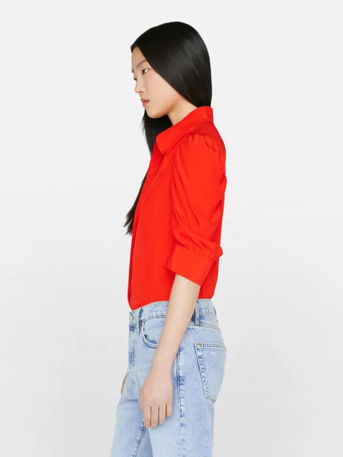 Women Tops and Blouses FRAME Gillian Top 8212 Red Orange