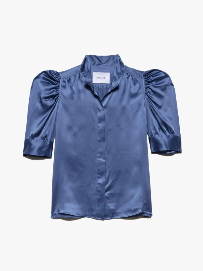 Women Tops and Blouses FRAME Gillian Top 8212 Slate Blue