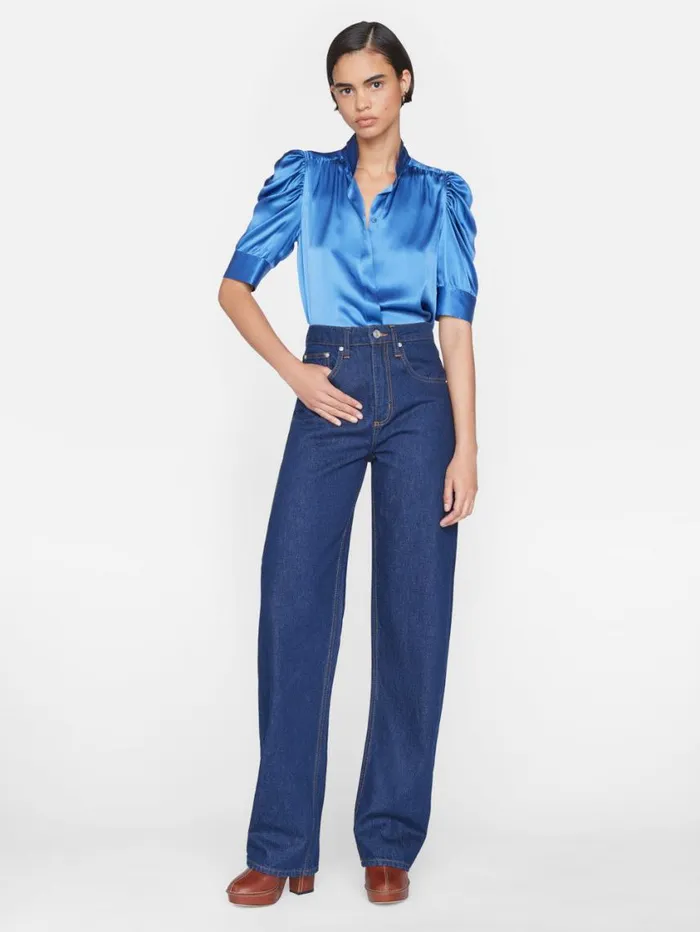 Women Tops and Blouses FRAME Gillian Top 8212 Slate Blue Women Tops and Blouses FRAME Gillian Top 8212 Slate Blue