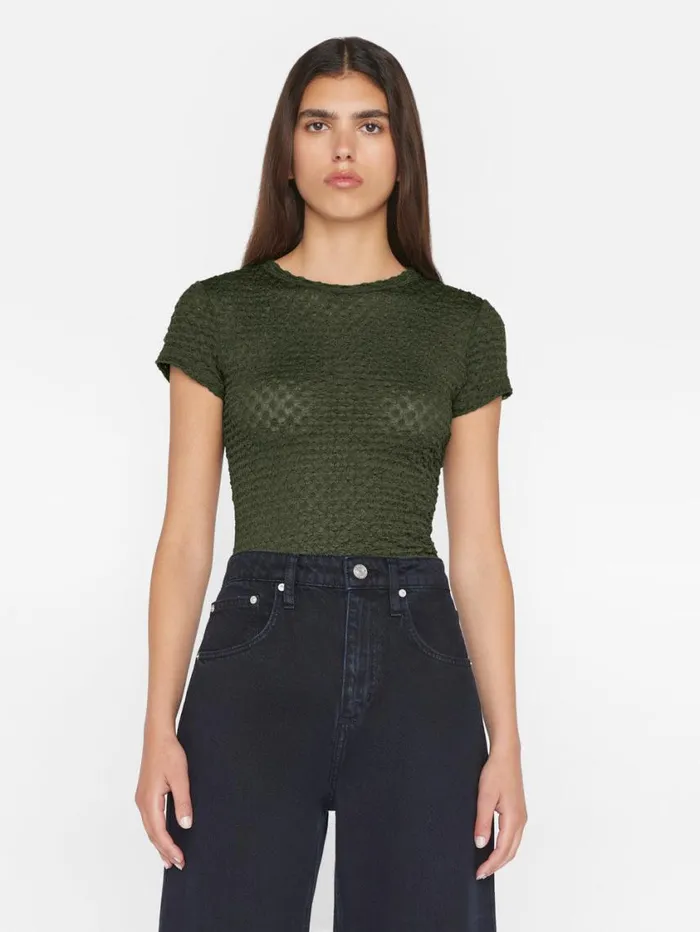 Women Tops and Blouses FRAME Mesh Lace Baby Tee 8212 Surplus Women Tops and Blouses FRAME Mesh Lace Baby Tee 8212 Surplus