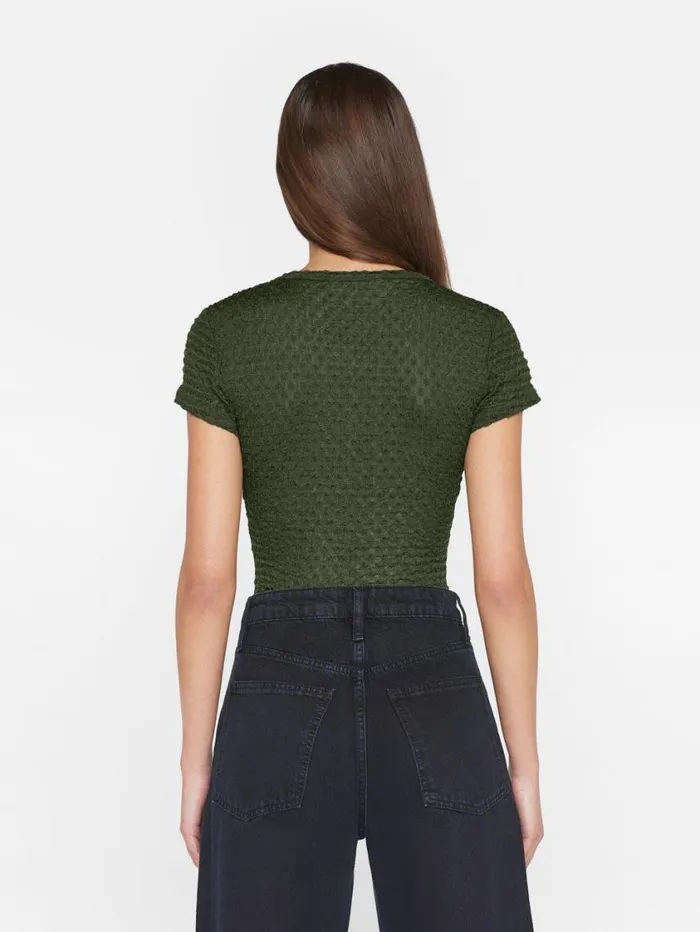 Women Tops and Blouses FRAME Mesh Lace Baby Tee 8212 Surplus Women Tops and Blouses FRAME Mesh Lace Baby Tee 8212 Surplus