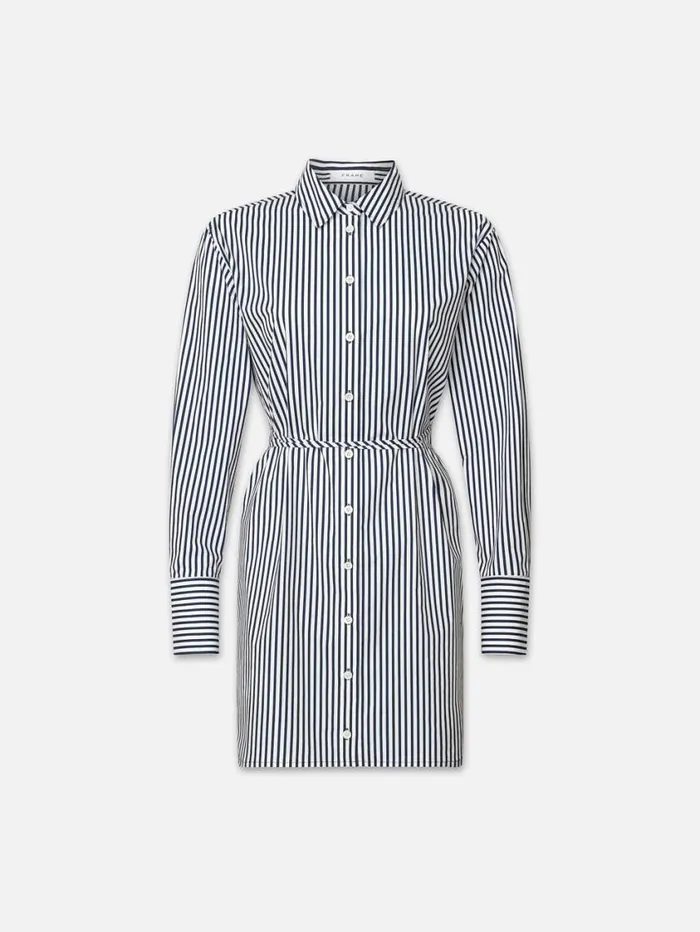 Women Tops and Blouses FRAME Mini Shirt Dress 8212 Blanc Multi