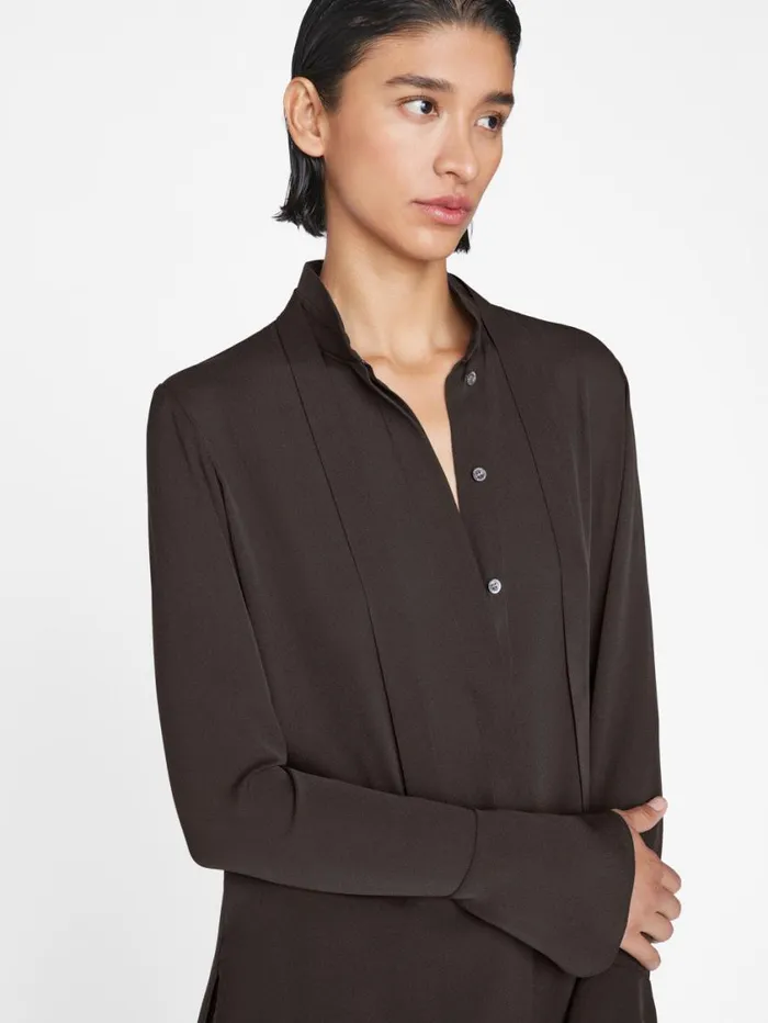 Women Tops and Blouses FRAME Narrow Tie Blouse 8212 Espresso