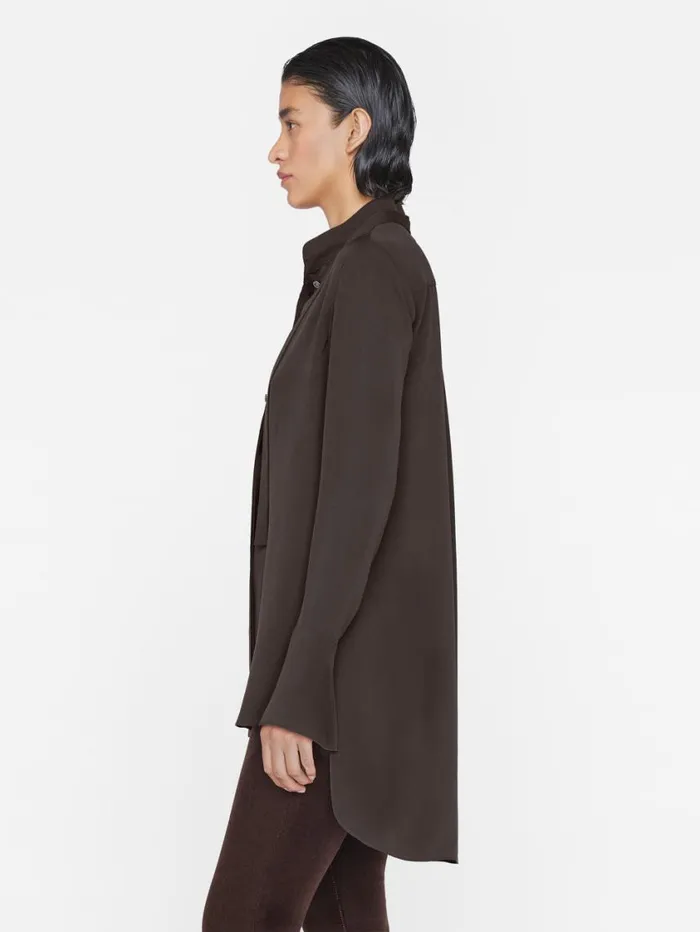 Women Tops and Blouses FRAME Narrow Tie Blouse 8212 Espresso