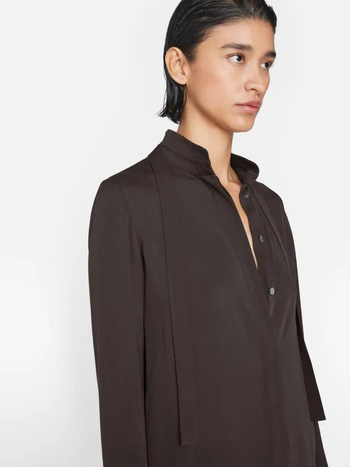Women Tops and Blouses FRAME Narrow Tie Blouse 8212 Espresso