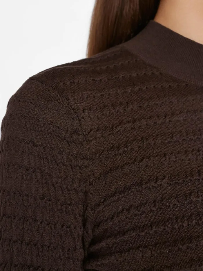 Women Tops and Blouses FRAME Smocked Mockneck Sweater 8212 Espresso Women Tops and Blouses FRAME Smocked Mockneck Sweater 8212 Espresso