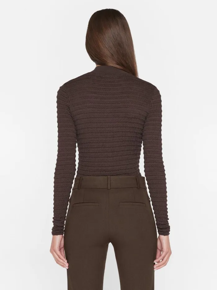 Women Tops and Blouses FRAME Smocked Mockneck Sweater 8212 Espresso Women Tops and Blouses FRAME Smocked Mockneck Sweater 8212 Espresso