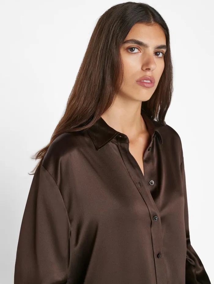 Women Tops and Blouses FRAME The Oversized Shirt 8212 Espresso