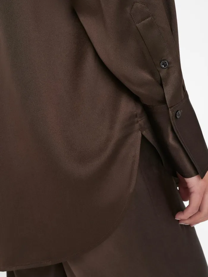 Women Tops and Blouses FRAME The Oversized Shirt 8212 Espresso