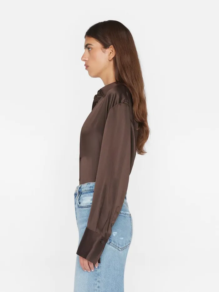 Women Tops and Blouses FRAME The Oversized Shirt 8212 Espresso