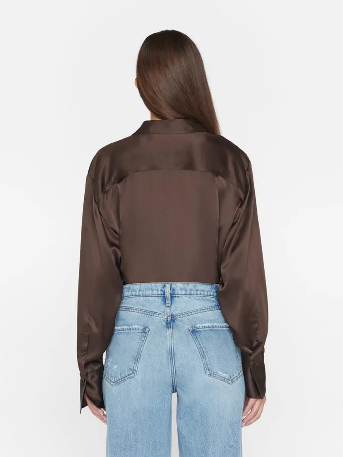Women Tops and Blouses FRAME The Oversized Shirt 8212 Espresso