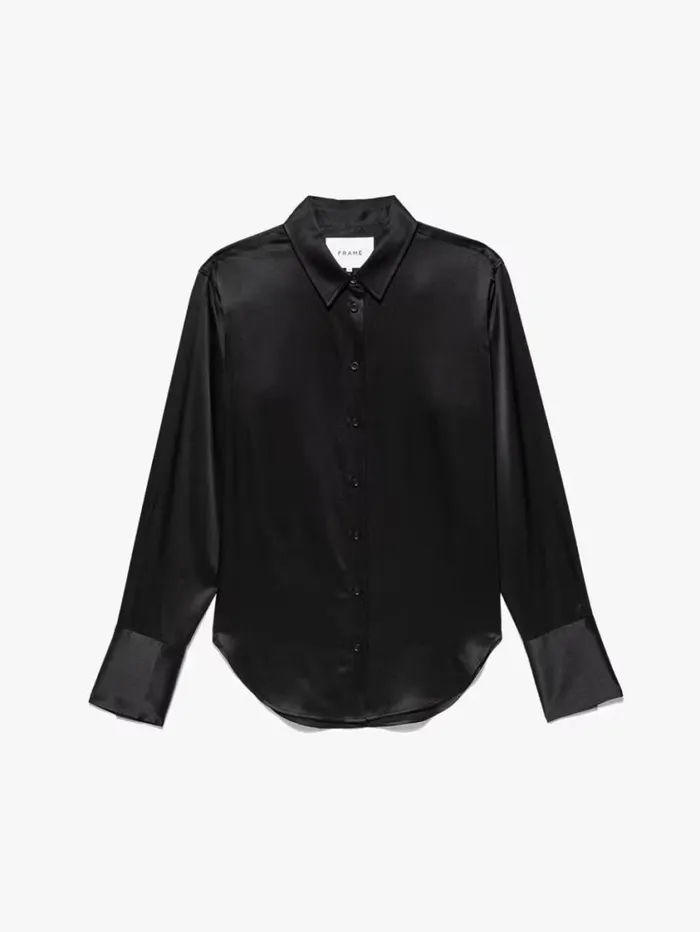 Women Tops and Blouses FRAME The Standard Shirt 8212 Noir
