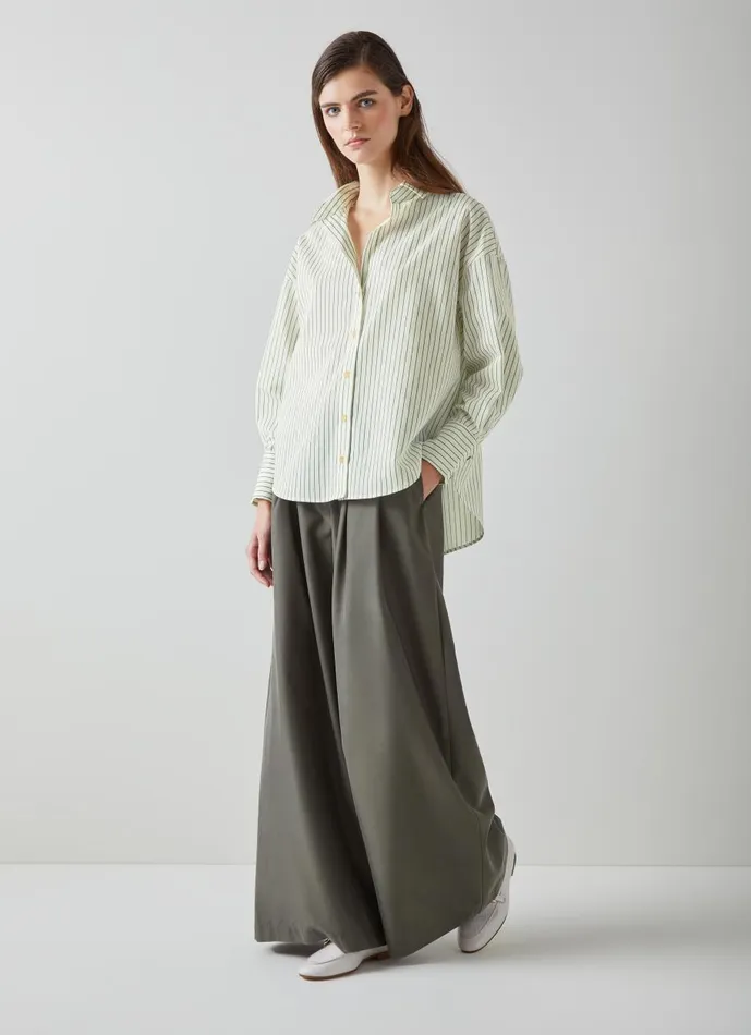 Women Tops LKBennett Bextor Cream And Green Stripe Italian ViscoseCotton Shirt Green Cream Women Tops LKBennett Bextor Cream And Green Stripe Italian ViscoseCotton Shirt Green Cream