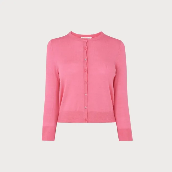 Women Tops LKBennett Bonnie Pink Merino Wool Cardigan Candy