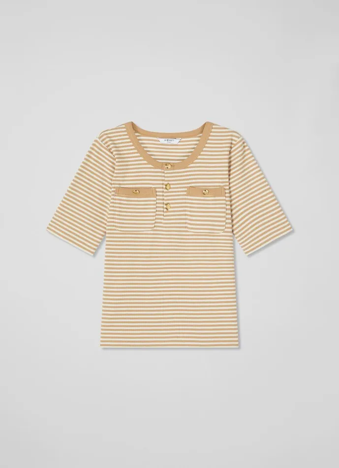 Women Tops LKBennett Charlie Camel And Cream Striped TShirt Camel Cream Women Tops LKBennett Charlie Camel And Cream Striped TShirt Camel Cream