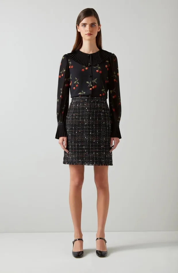 Women Tops LKBennett Dita Black And Red Cherry Print Blouse Multi