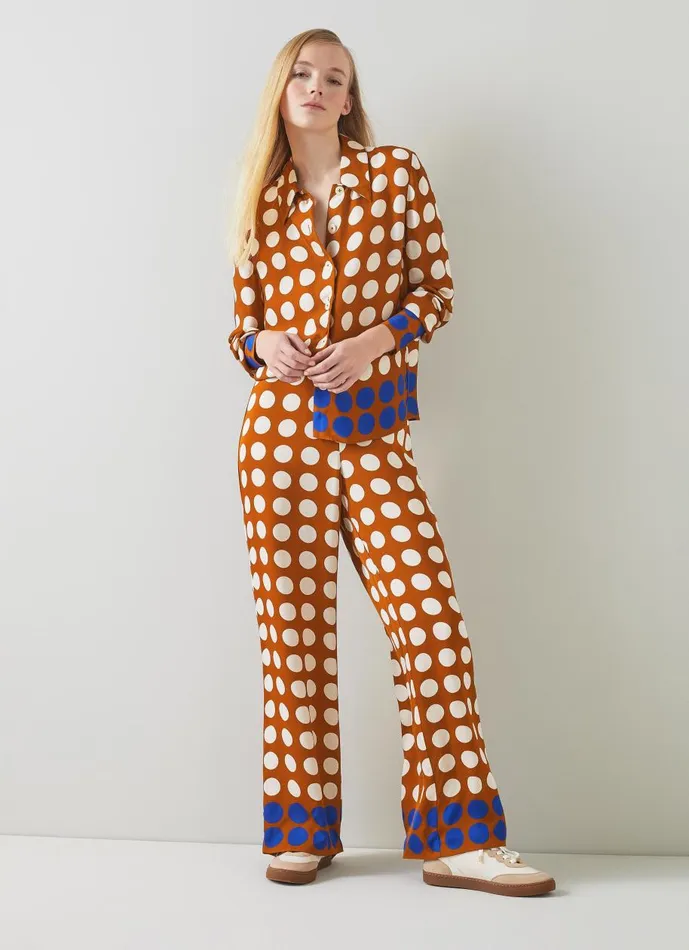 Women Tops LKBennett Elise Caramel Cream And Blue Graphic Spot Shirt Multi Women Tops LKBennett Elise Caramel Cream And Blue Graphic Spot Shirt Multi
