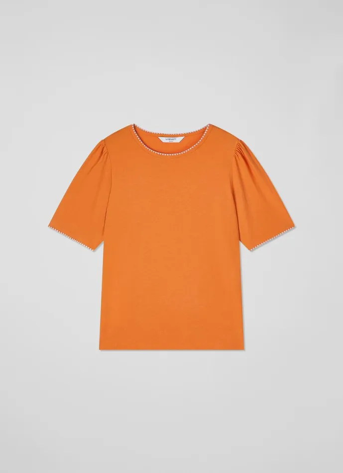Women Tops LKBennett Lizzie Orange Organic Cotton TShirt Burnt Orange