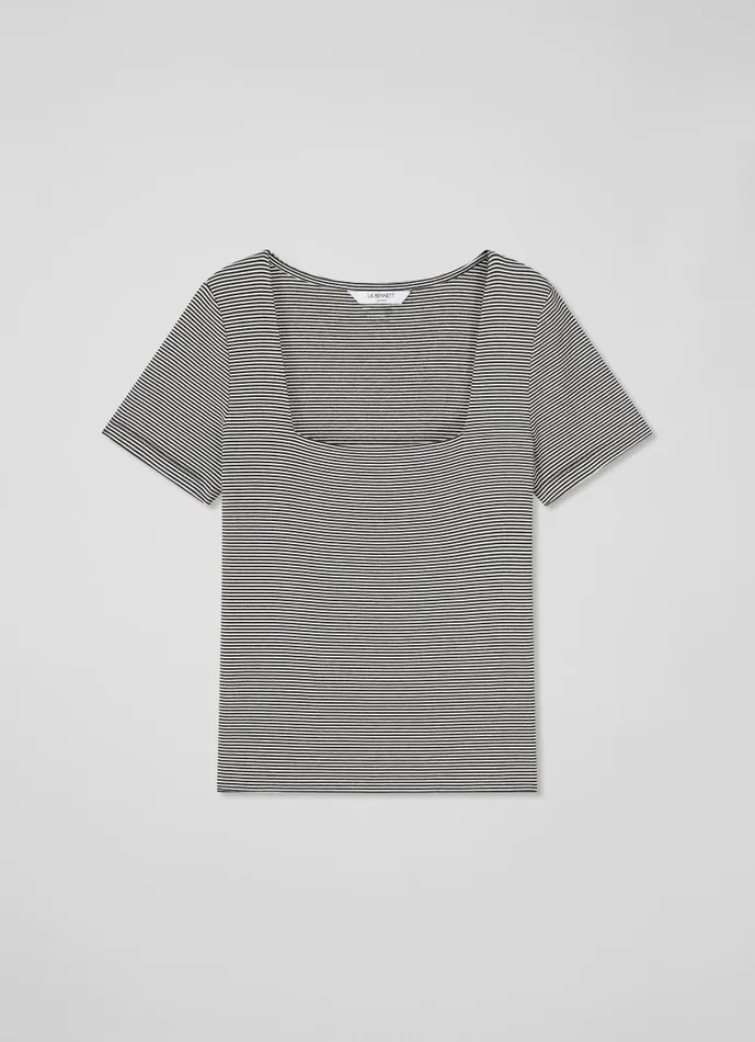 Women Tops LKBennett Tasha Black And White Striped TShirt With LENZING ECOVERO Viscose Black White