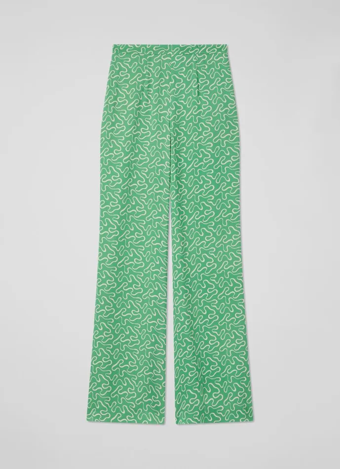 Women Trousers LKBennett Esme Green And Cream Ribbon Print Trousers Green Women Trousers LKBennett Esme Green And Cream Ribbon Print Trousers Green