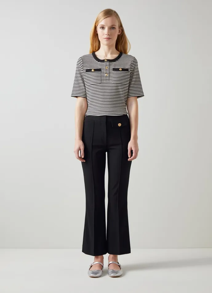 Women Trousers LKBennett Soni Black ButtonDetail Tailored Trousers Black Women Trousers LKBennett Soni Black ButtonDetail Tailored Trousers Black
