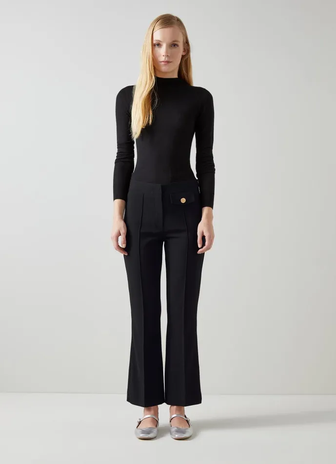 Women Trousers LKBennett Soni Black ButtonDetail Tailored Trousers Black Women Trousers LKBennett Soni Black ButtonDetail Tailored Trousers Black