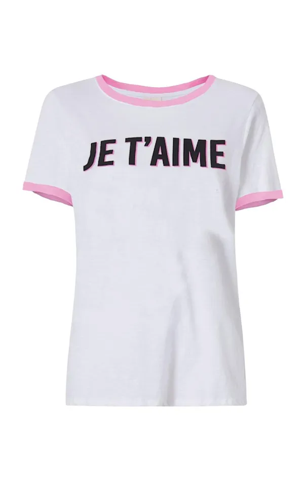 Women Two Tone Je T039aime Tee Whitecarnation Cinq Sept Tees