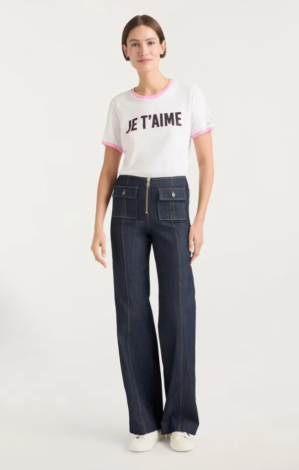 Women Two Tone Je T039aime Tee Whitecarnation Cinq Sept Tees