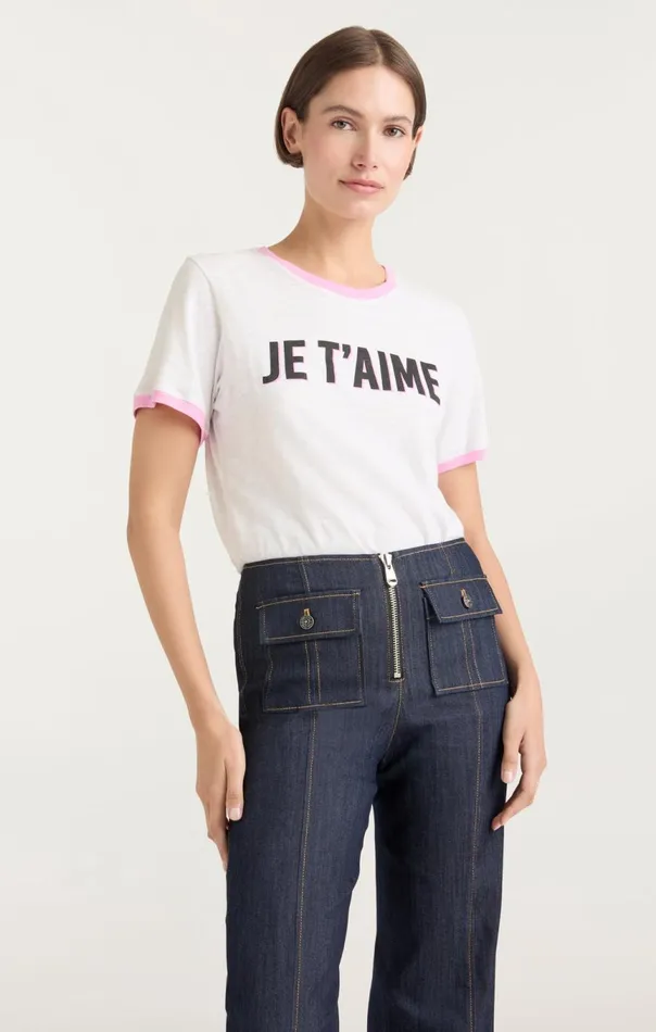 Women Two Tone Je T039aime Tee Whitecarnation Cinq Sept Tees