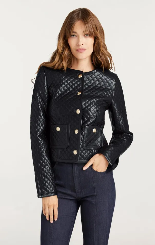 Women Vegan Leather Brooke Jacket Black Cinq Sept Jackets