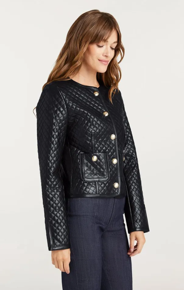 Women Vegan Leather Brooke Jacket Black Cinq Sept Jackets