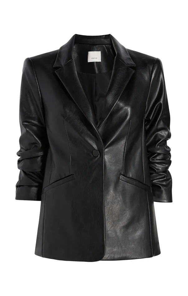 Women Vegan Leather Kylie Blazer Black Cinq Sept Blazers