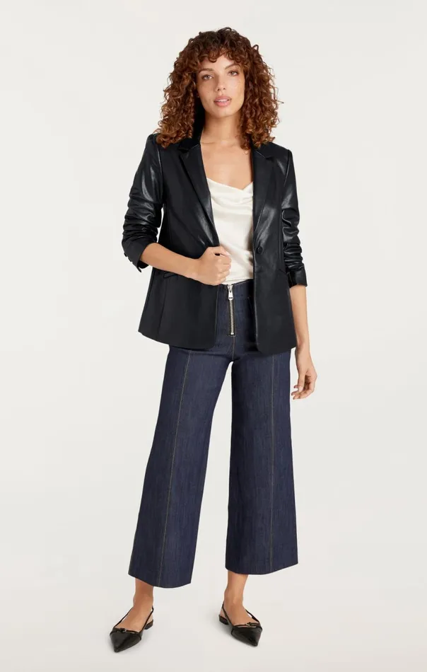 Women Vegan Leather Kylie Blazer Black Cinq Sept Blazers