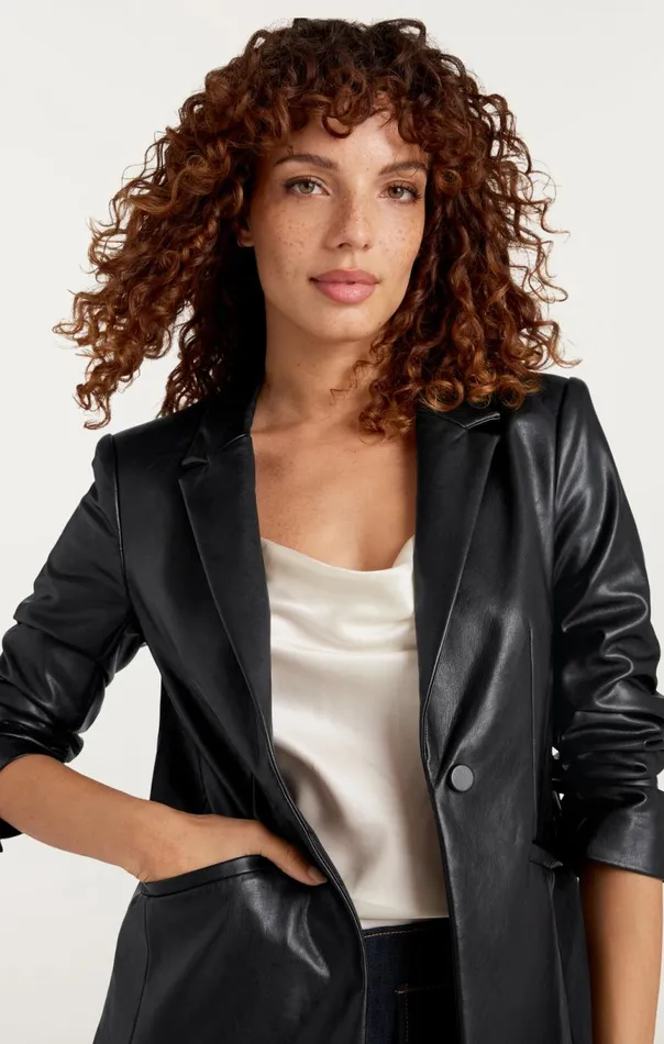 Women Vegan Leather Kylie Blazer Black Cinq Sept Blazers