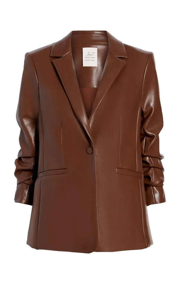 Women Vegan Leather Kylie Blazer Espresso Cinq Sept Blazers