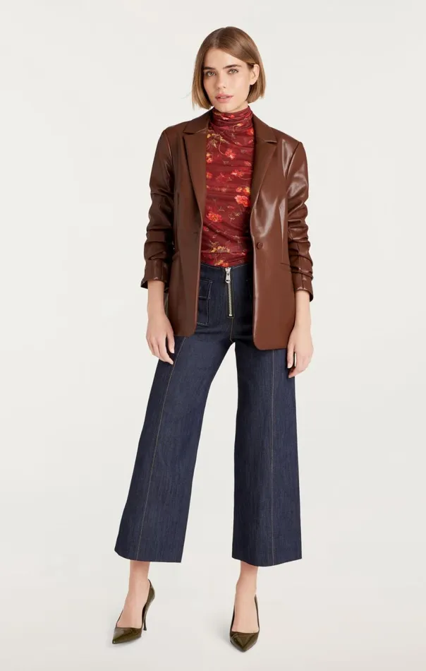 Women Vegan Leather Kylie Blazer Espresso Cinq Sept Blazers