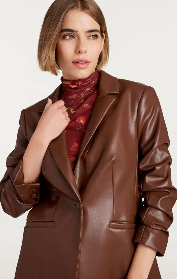 Women Vegan Leather Kylie Blazer Espresso Cinq Sept Blazers