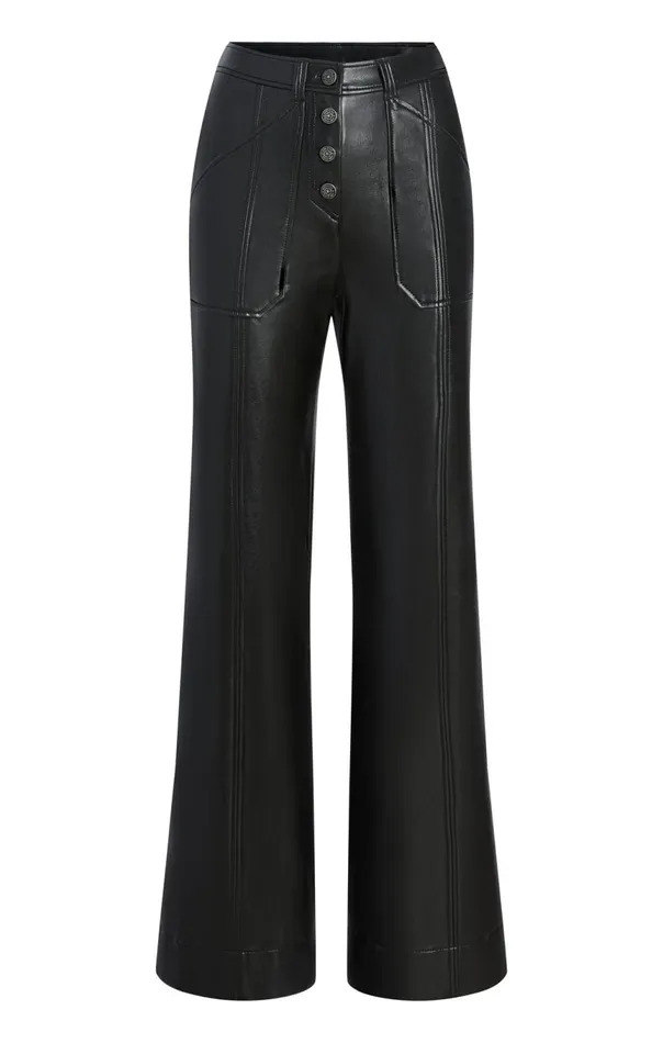 Women Vegan Leather Long Benji Pant Black Cinq Sept Pants