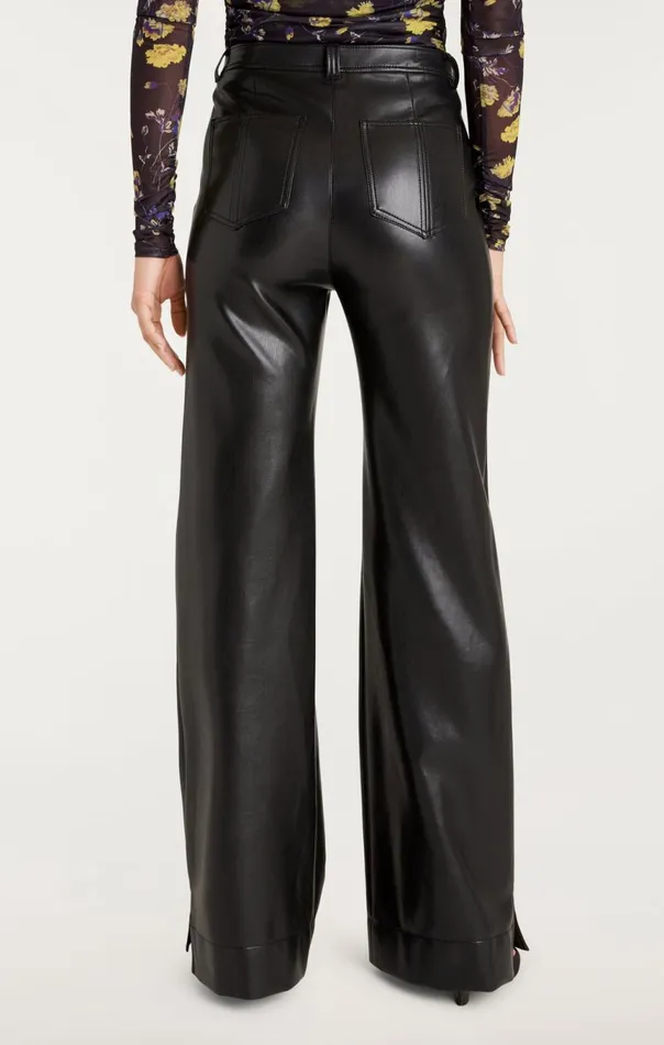 Women Vegan Leather Long Benji Pant Black Cinq Sept Pants